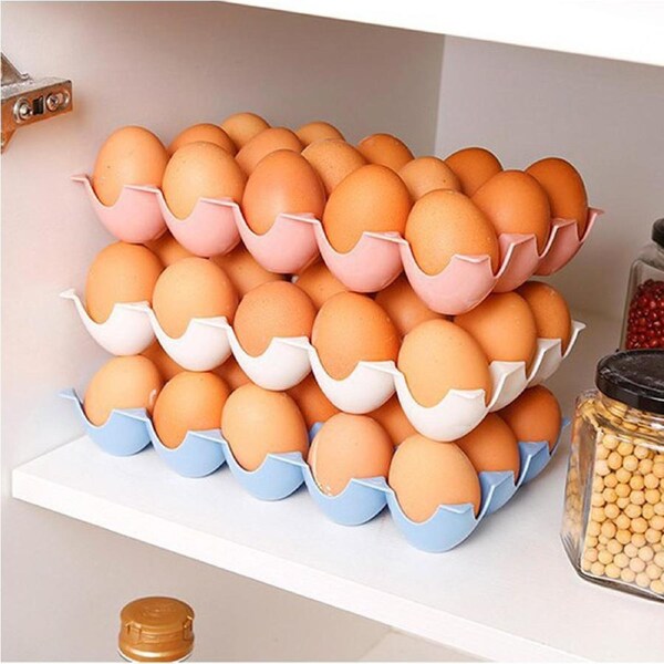 3 Pack 15 Grid Egg Storage Box Shatterproof Stackable Refrigerator Organizer Stable Egg Racks