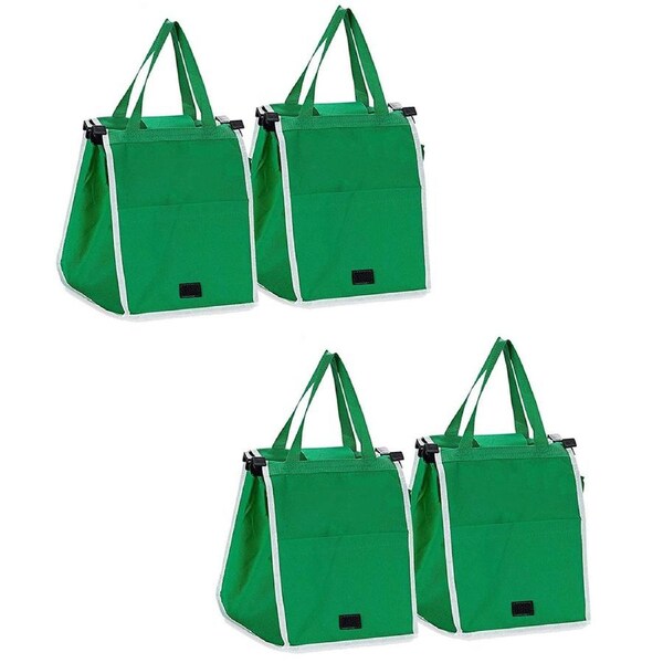 4pcs GRAB BAG Green Non-woven Supermarket Shopping Cart Shopping Bags