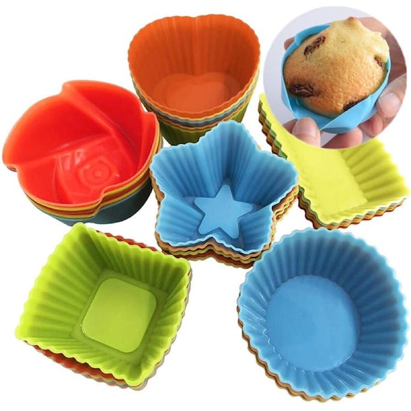 30 Packs Silicone Cupcake Mold,Reusable Non-Stick Silicone Baking Molds