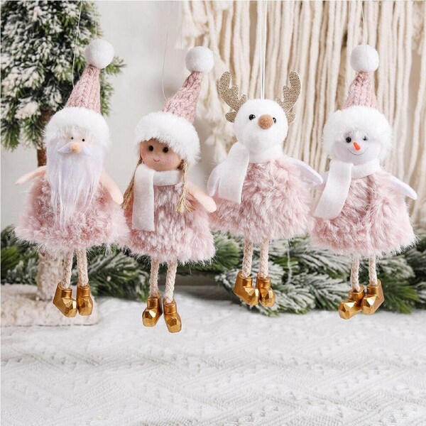 4Pcs Christmas Exquisite Decorative Adorable Xmas Angel Girl Snowman Plush Doll