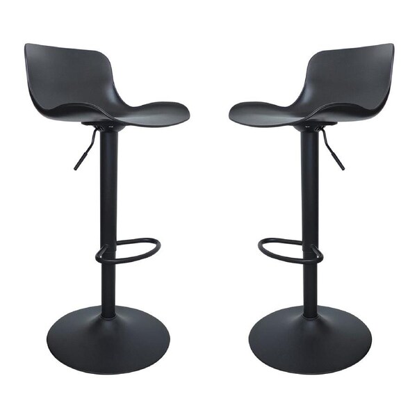 CHOTTO - Eri Adjustable Swivel Bar Stools -Black x 2