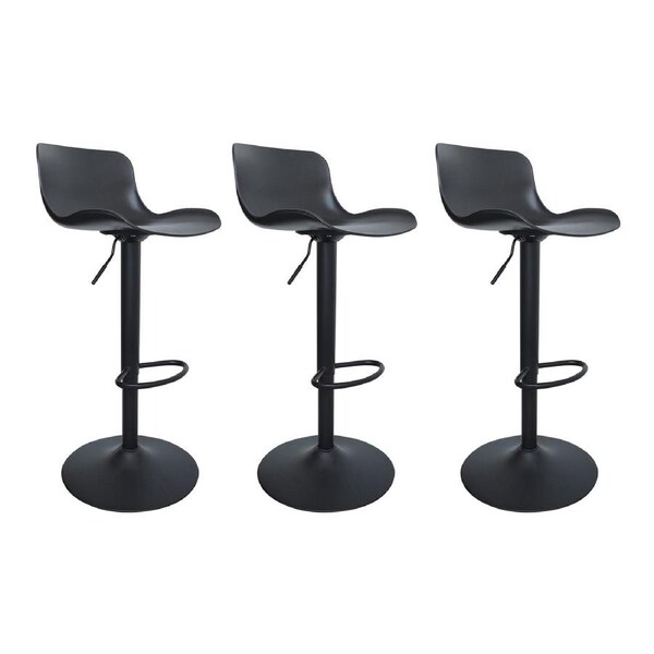 CHOTTO - Eri Adjustable Swivel Bar Stools -Black x 3