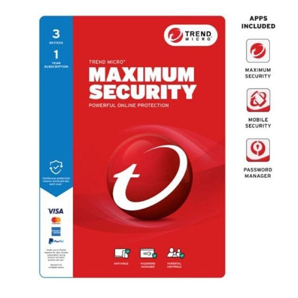 Trend Micro Maximum Security (3 Device) 1Yr Retail Mini Box Auto Renew