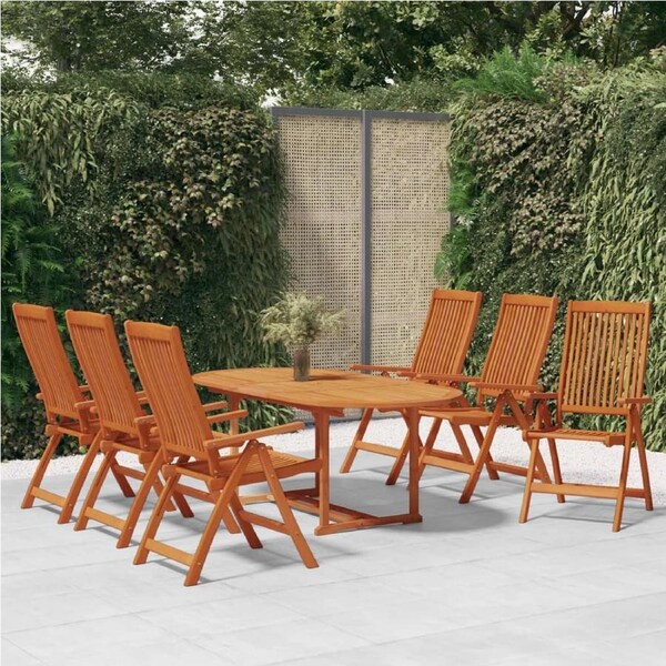 7 Piece Garden Dining Set Solid Wood Eucalyptus vidaXL