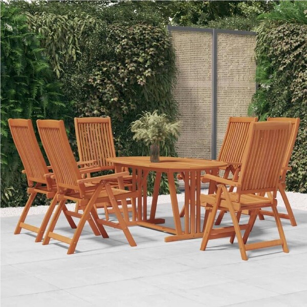 7 Piece Garden Dining Set Solid Wood Eucalyptus vidaXL