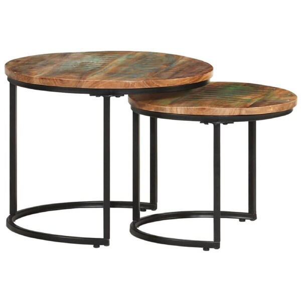 Nesting Tables 2 pcs Solid Wood Reclaimed vidaXL