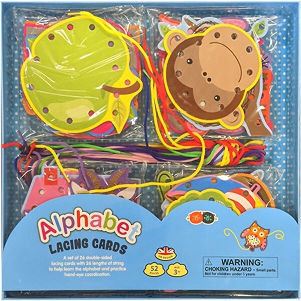 52pc Buddy & Barney Alphabet Educational Lacing Cards Kids Learning Toy 3y+