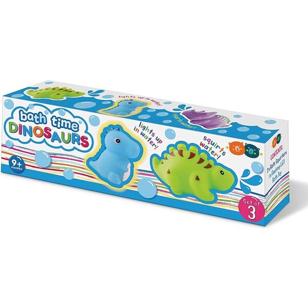 3pc Bath Time Light Up Dinosaur Squirter Kids/Toddler Shower/Bathing Toy 10m+
