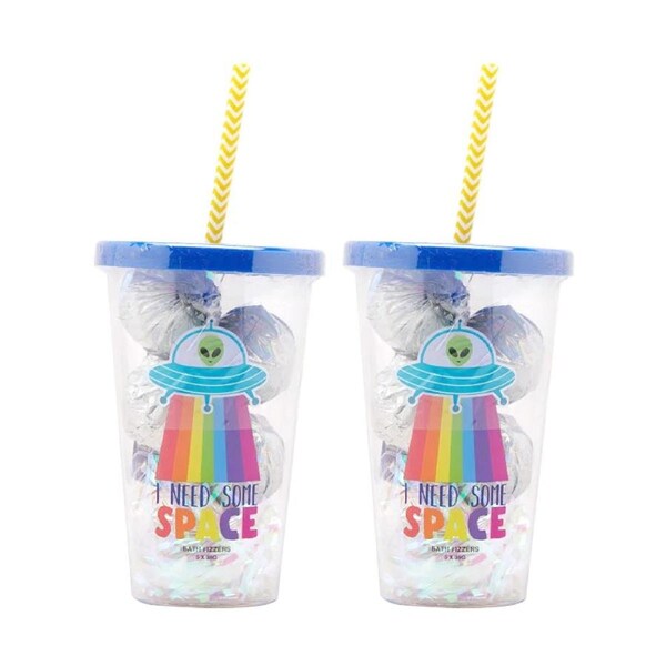 2x I Need Some Space Kids Bath Bomb Fizzers w/Reusable Drinking Cup 3y+