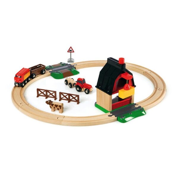 20pc Brio 55x52cm Kids/Childrens Building Play Toy Farm Railway Track Set 3y+