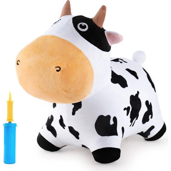 Bouncy Pals Inflatable Ride-On Plush Dairy Cow w/ Pump Kids/Toddler Toy 18m+