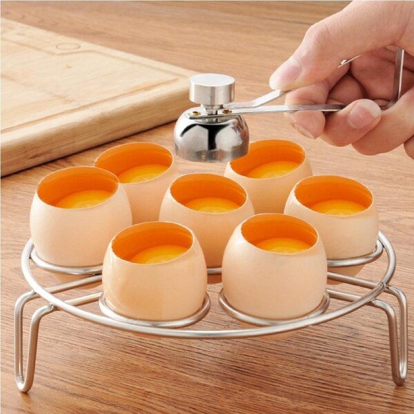 3 pack Egg Cutter set eggshell opener egg steamer rack egg whisk for Kitchen