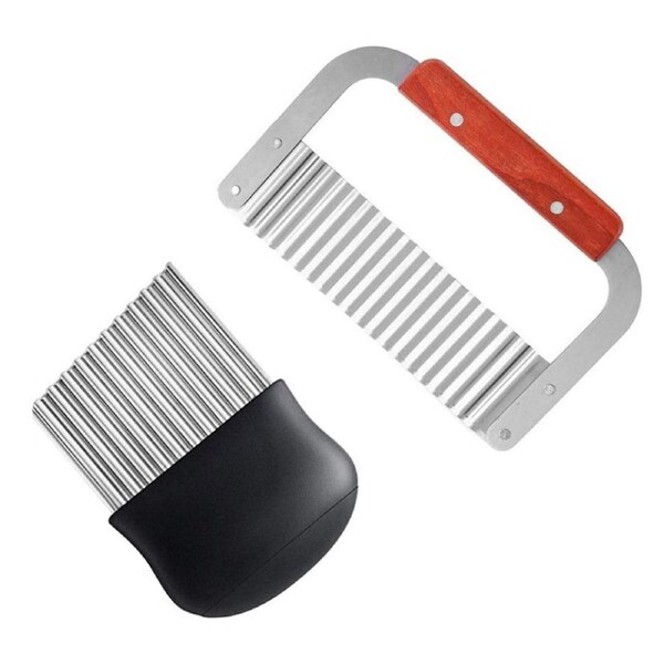 2 pack crinkle cutters french fry slicer for chopping veggies and fruit