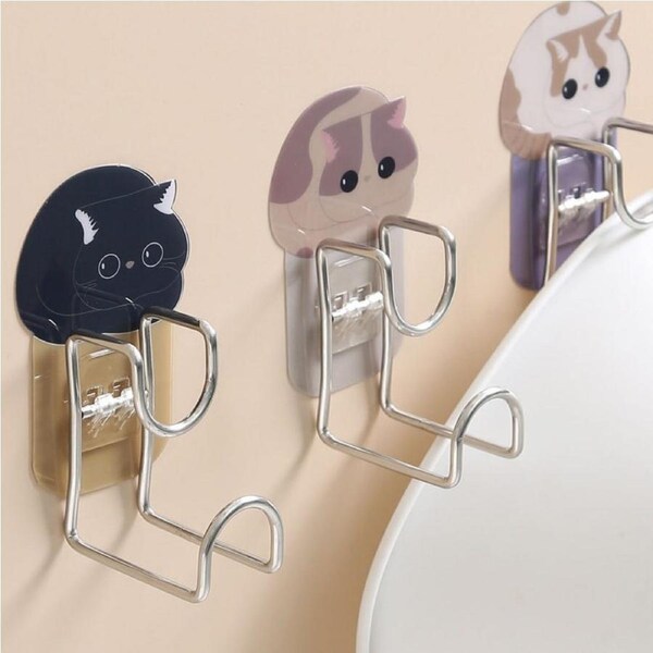 4pc Traceless Wall Mount Washbasin Sticky Rack For Bathroom Kitchen