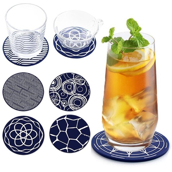 8 pack round heat resistant non-slip silicone cup mat