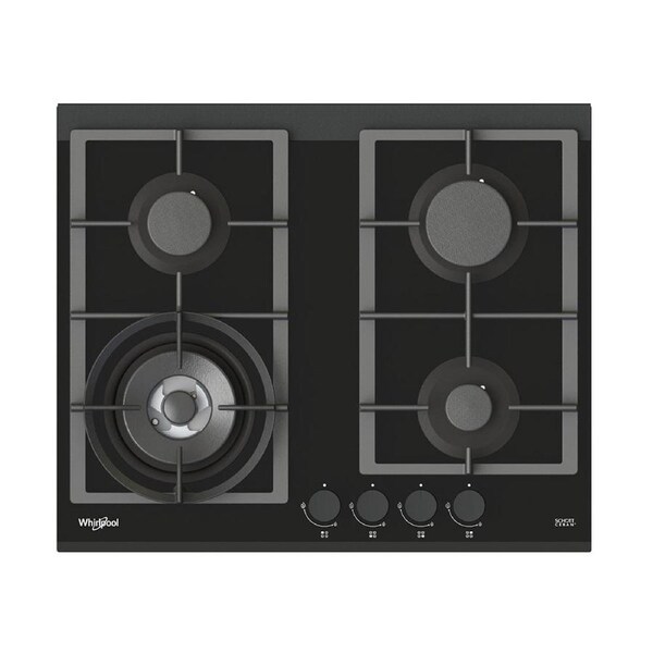 Whirlpool 60cm 4-Burner Black Glass Gas Cooktop (GGW610NBAUS)