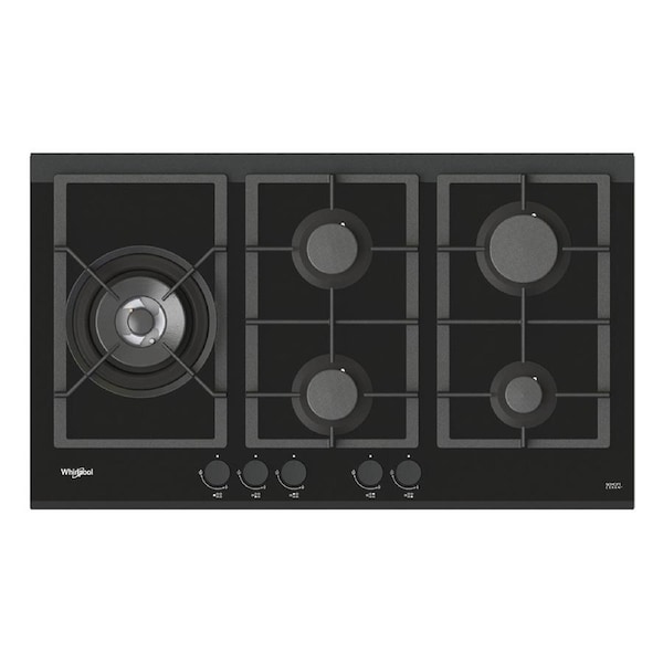 Whirlpool 90cm 5-Burner Black Glass Gas Cooktop (GGW870NBAUS)