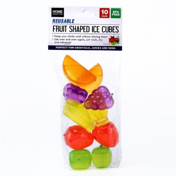 Reusable Ice Cubes Pre-Filled 10PCS Fruit Assorted Designs and Colours