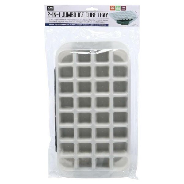 Flexible Ice Cube Tray With Tray Jumbo 32 Cubes Easy Release NEW