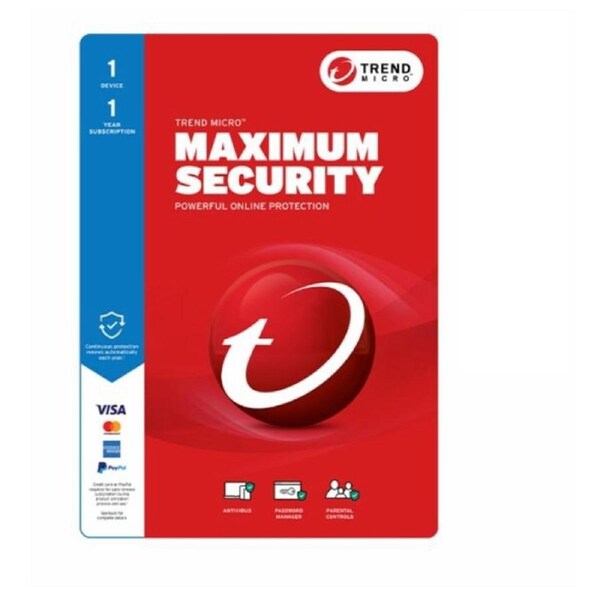 Trend Micro Maximum Security (1 Device) 1Yr Retail Mini Box Auto Renew