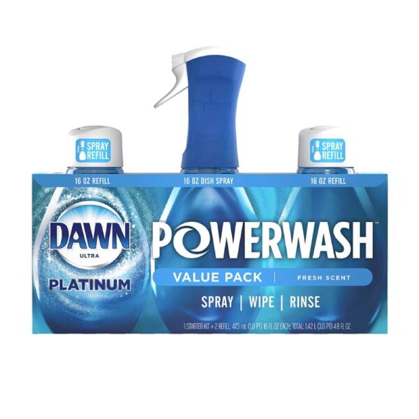 Dawn Platinum Powerwash, 1 Starter Kit and 2 Refills, 1.9 L