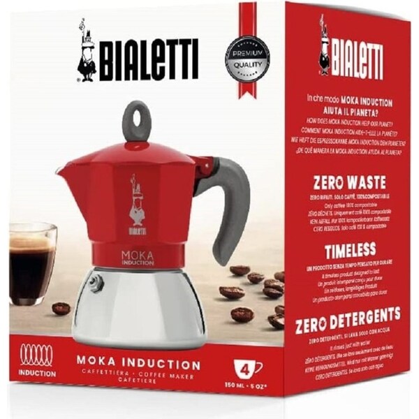 Bialetti Moka 4 Cup Induction Red Espresso Maker