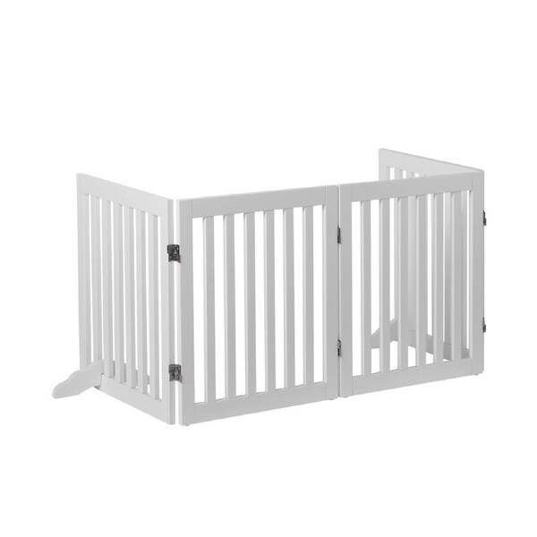 Charlie's Wooden 4 Panel Freestanding Dog Gate White