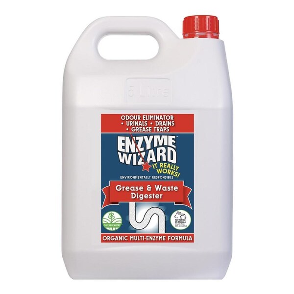 Enzyme Wizard 5L Liquid Grease & Waste Digester Odour Eliminator/Remover Cleaner