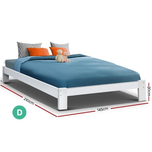 Artiss Jade White Wooden Bed Base Frame King Single