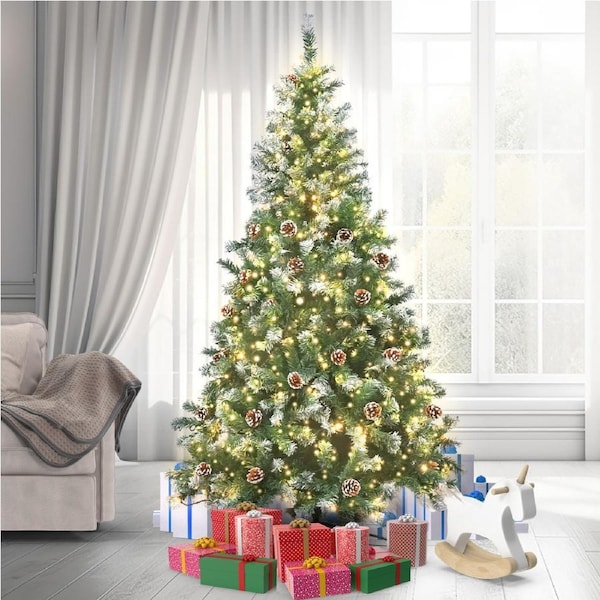 Christabelle LED Christmas Tree 2.7m Pre Lit with Pine Cones Xmas Decoration