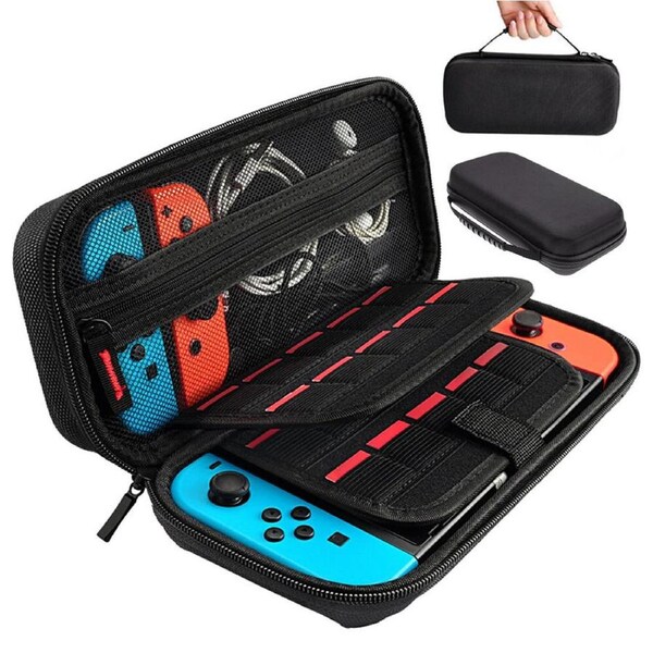 2PCS Black Protective Travel Carrying Case Pouch for Nintendo Switch &Accessories