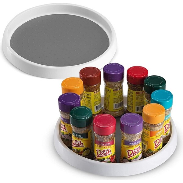 2 Pack 360 Degree Rotating Spice Rack Non Skid Turntable Cabinet Organizer