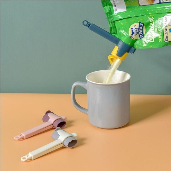 3pcs Food Storage Bag Sealing Clips Plastic Cap Sealer Clip With Pour Spouts