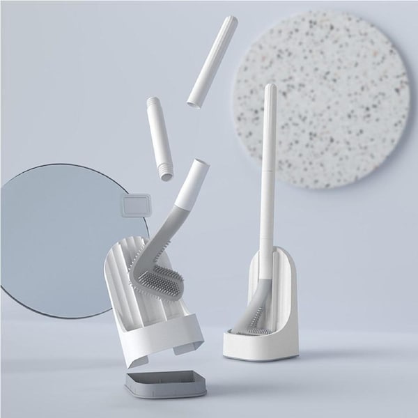Wall-Mounted Golf Silicone Toilet Brush Set-White