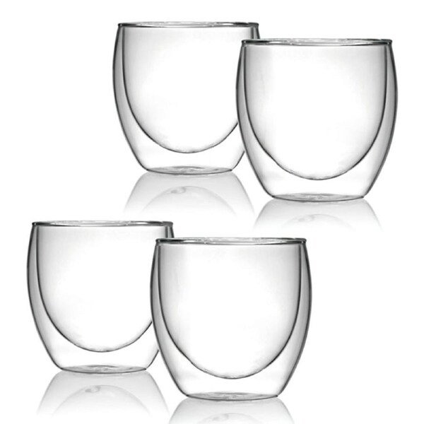 Double Walled Coffee Glasses without Handle - 250ml - 4pack