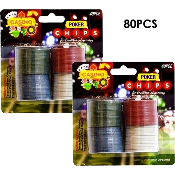 Ozoffer 80Pcs Poker Game Chip Set TEXAS Casino Size
