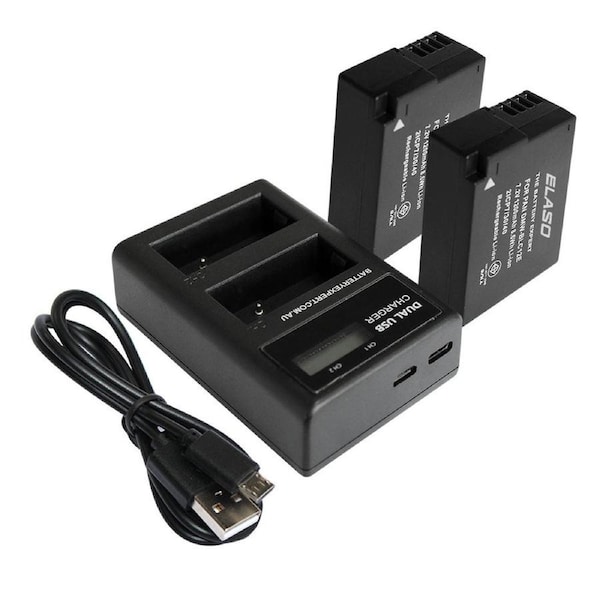 2 Replacement Battery and External USB Dual Charger for Panasonic DMW-BLC12 DMW-BLC12E DMW-BLC12PP DMC-G85K Lumix DC-FZ1000 II DC-G90 Camera