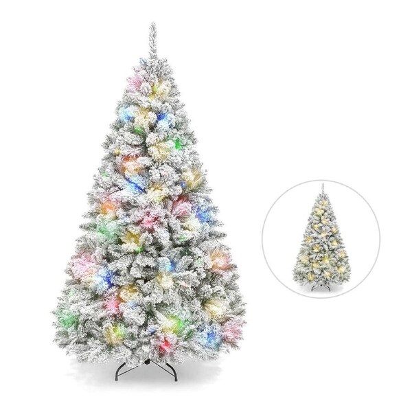 Festiva Christmas Tree With LED 1.8m Snow Snowy Flocked White Xmas Tree Artificial Decorations
