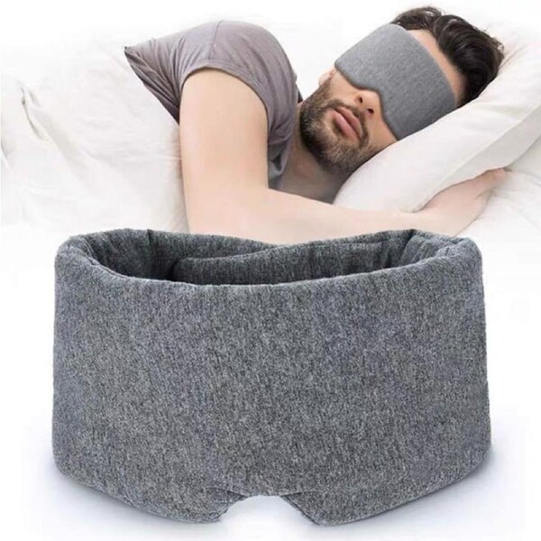 Handmade Cotton Sleep Mask Blackout - Comfortable & Breathable Eye Mask for Sleeping - Best Night Companion Eyeshade - Light Grey