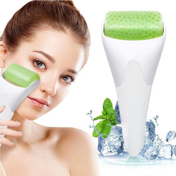 Face Ice Roller Massage - For Face & Eye Puffiness Relief, Shrink Pores, and Tighten Skin - White Handle