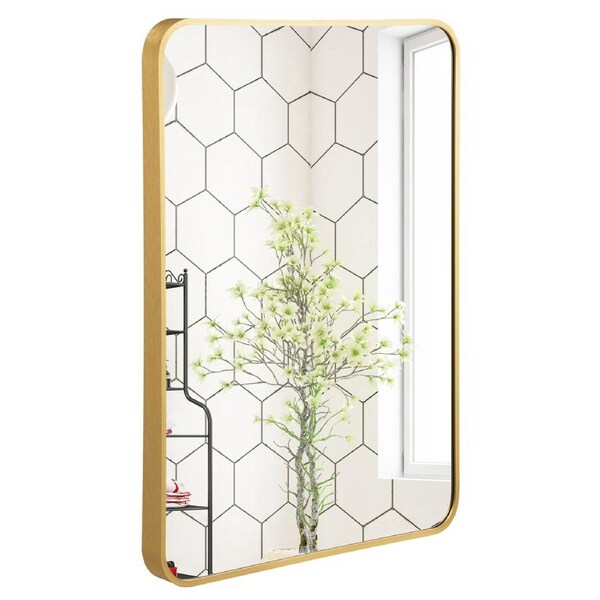 Giantex 56 x 77 cm Bathroom Mirror w/Wall Makeup Mirror Hangs Metal Frame for Living Room Bedroom Gold