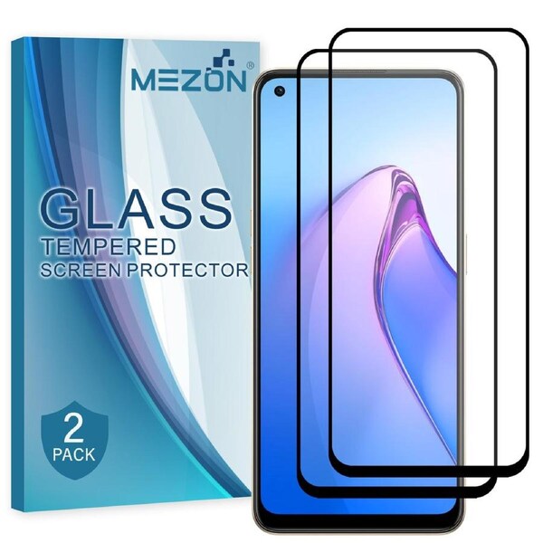 [2 Pack] Full Coverage OPPO Reno8 5G Tempered Glass Crystal Clear Premium 9H HD Screen Protector by MEZON (OPPO Reno8 5G, 9H Full)