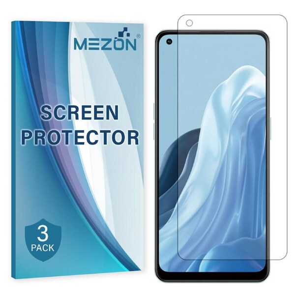 [3 Pack] OPPO Reno8 Lite 5G Ultra Clear Screen Protector Film by MEZON – Case Friendly, Shock Absorption (OPPO Reno8 Lite 5G, Clear)