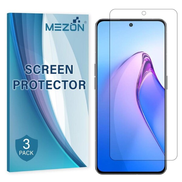 [3 Pack] OPPO Reno8 Pro 5G Premium Clear Edge-to-Edge Full Coverage Hydrogel Screen Protector Film by MEZON (OPPO Reno8 Pro 5G, Hydrogel)