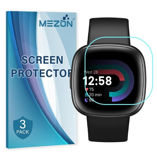 [3 Pack] Fitbit Versa 4 Ultra Clear Screen Protector TPU Film for Fitness Tracker by MEZON – High Protection, Shock Absorption (Versa 4, Clear) – FREE EXPRESS