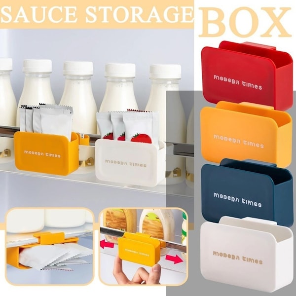 4 Pack Storage Box Refrigerator Side Door Bag Hanging Removable Storage Box