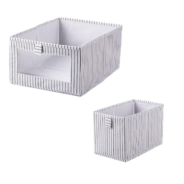 2 Pack Wardrobe Folding Fabric Storage Box-White
