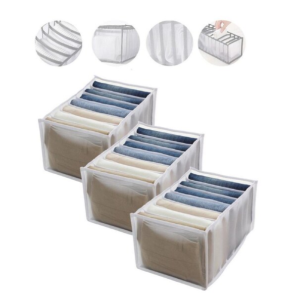 3 Pack Jeans Compartment Storage Box Closet Drawer Mesh Pants Storage