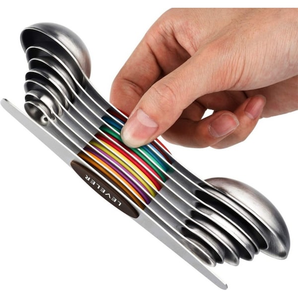 9 pack Magnetic double-headed baking tools stainless steel measuring spoons