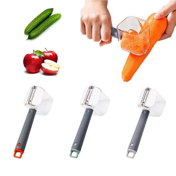 3 Pes Stainless Steel Veggie Peeler With Container Storage